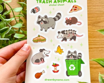 Trash Animal Stickers | Cute Possum, Raccoon, Rat Vinyl Sticker Sheet
