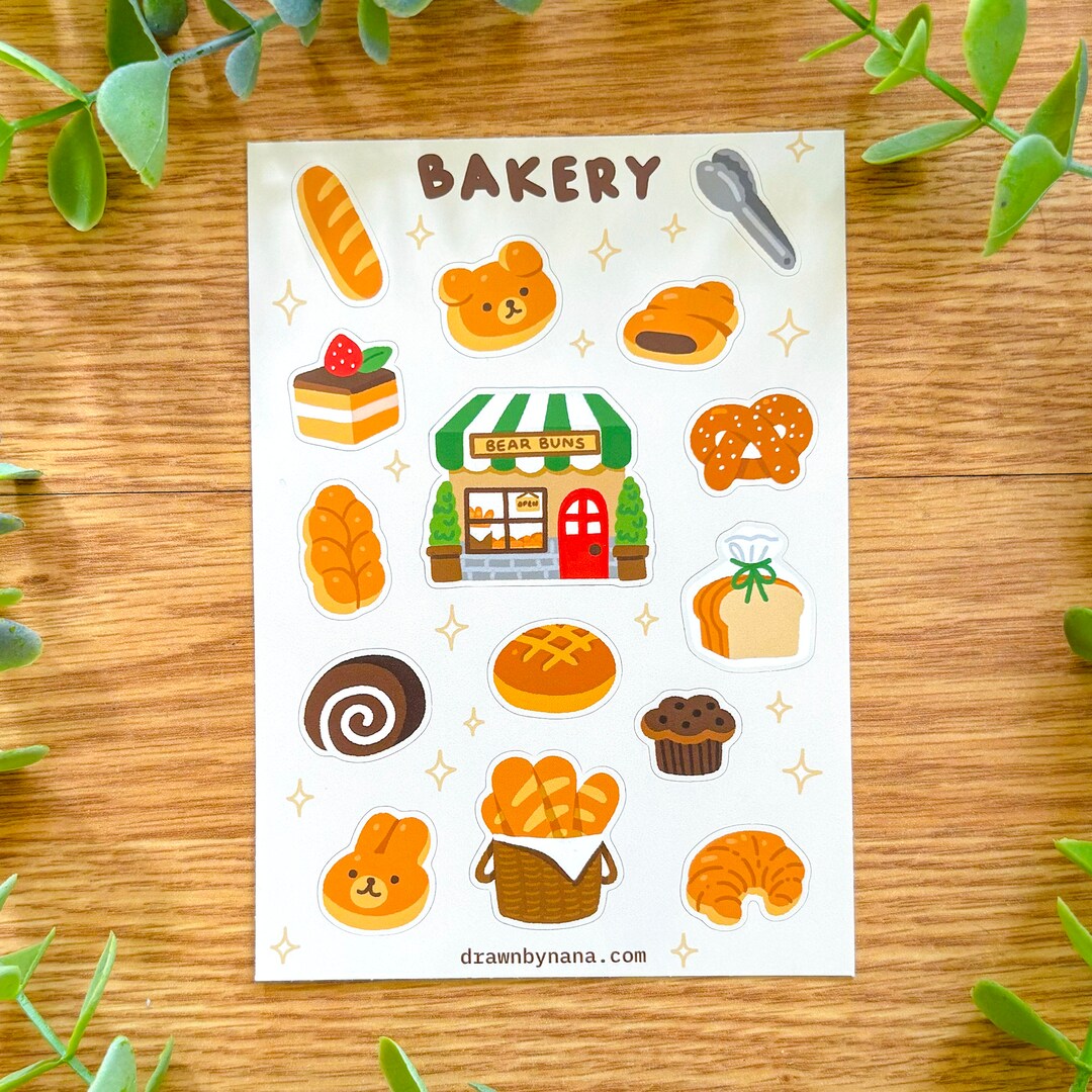 Bakery Sticker Sheet | Cute Food Stickers | Bread Planner Stickers - Etsy