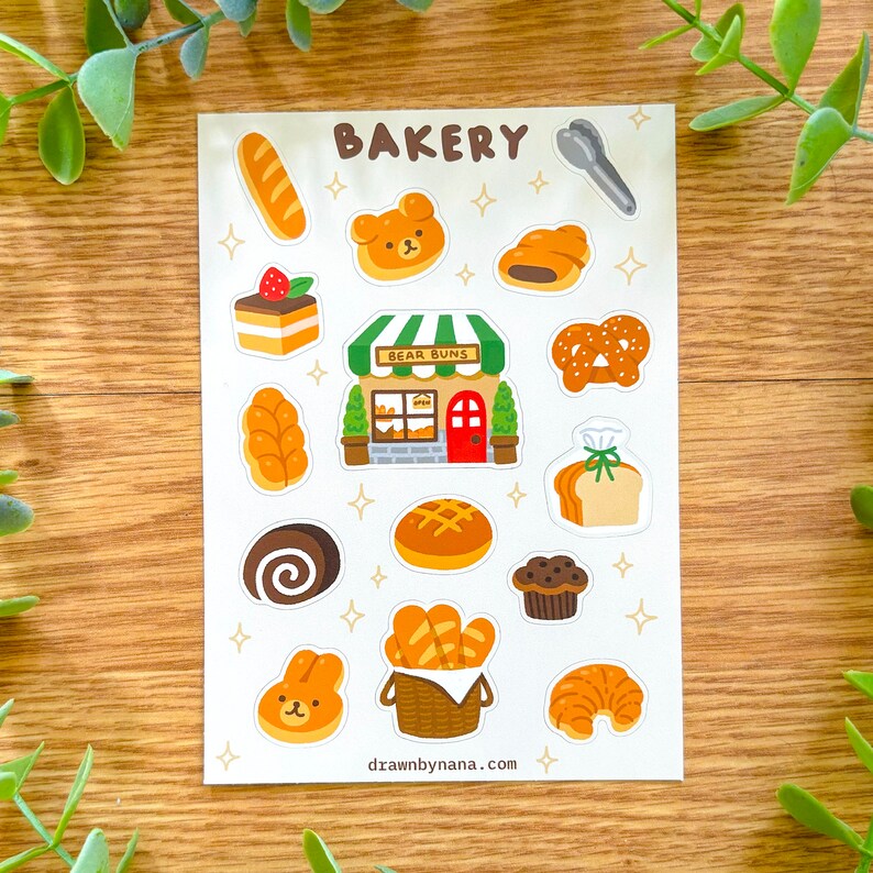Bakery Sticker Sheet | Cute Food Stickers | Bread Planner Stickers - Etsy