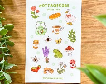 Cottagecore Sticker Sheet | Cute Cottage Living Planner Stickers