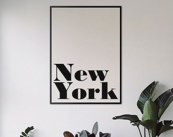 New York City Print for living room decor. Instant download in black and white poster to update living room