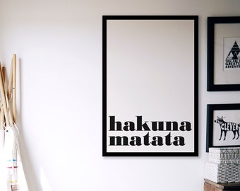 Hakuna Matata Art Print para decoración instantánea de la habitación de los niños. Póster de descarga imprimible para actualizar tus espacios.