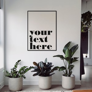 Custom text in black and white print for living room. Your own monochrome text as art print to Instant download to update your home decor image 1