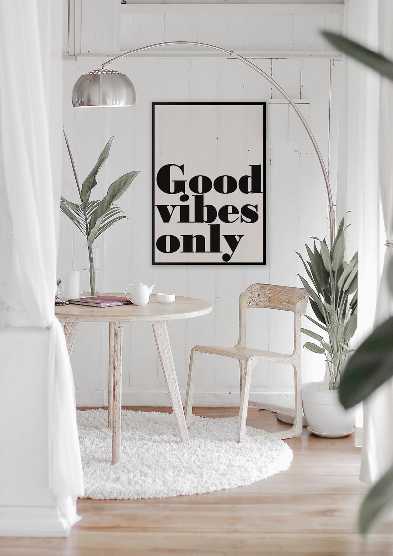 Good Vibes Only Quote Art Print for Living Room Decor. Instant | Etsy