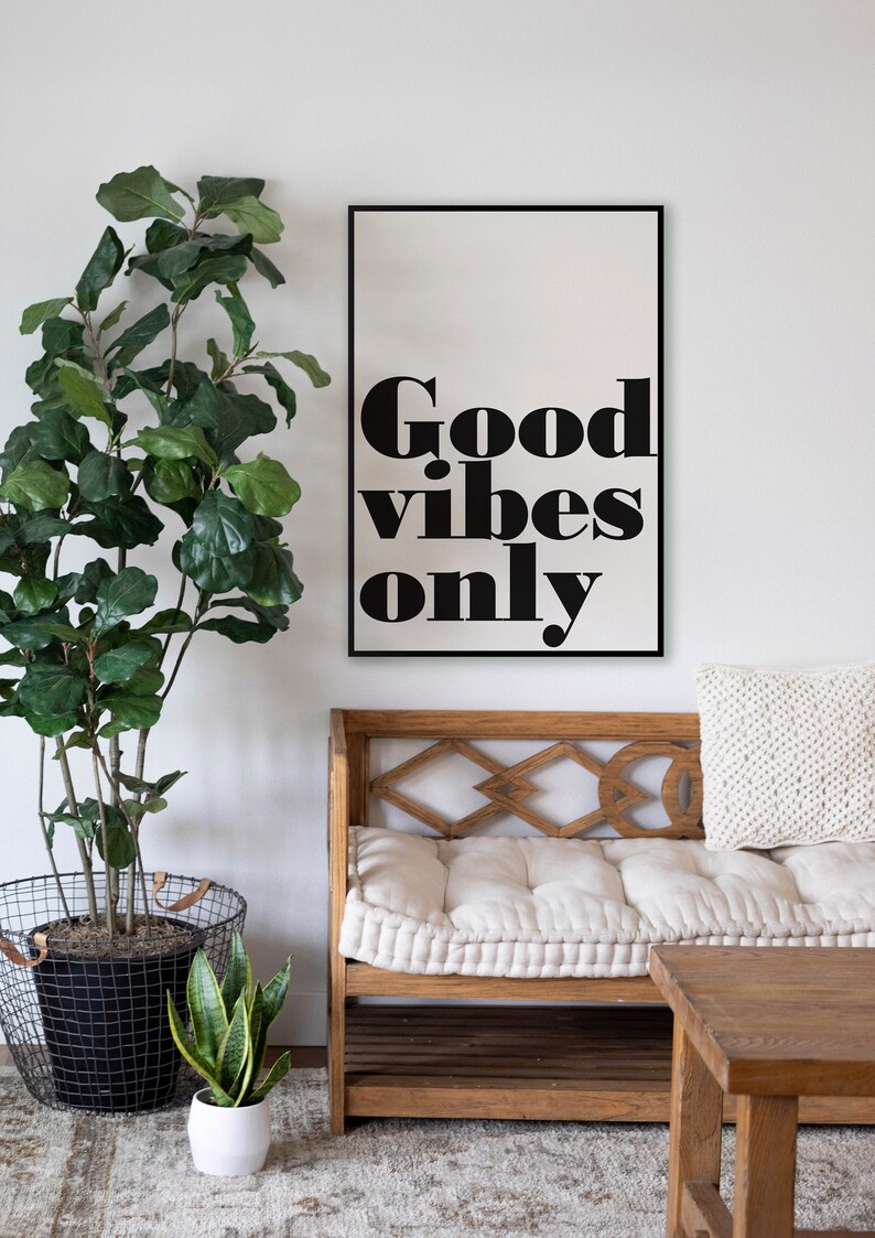 Good Vibes Only Quote Art Print for Living Room Decor. Instant | Etsy