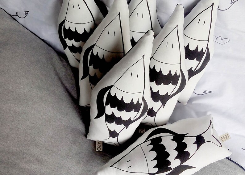 Handmade Minimal Black and white Toy 100/% Handmade Stuffed animal STUFFED ANIMAL SARDINE Sea creature Soft Toy Gift for children