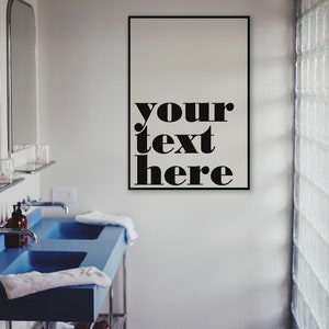 Custom text in black and white print for living room. Your own monochrome text as art print to Instant download to update your home decor image 3