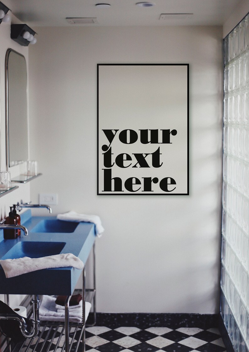 Custom text in black and white print for living room. Your own monochrome text as art print to Instant download to update your home decor image 3