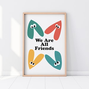 Playroom Friendship Printable Love Poster. Instant download printable. Young Lifestyle. Ready to frame 20 sizes. Bright kids room decor