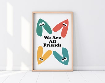 Póster de amor imprimible de la amistad de la sala de juegos. Descarga instantánea imprimible. Estilo de vida joven. Listo para enmarcar 20 tamaños. Decoración luminosa de la habitación infantil