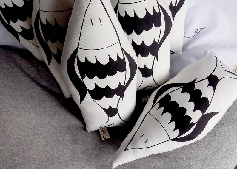Handmade Minimal Black and white Toy 100/% Handmade Stuffed animal STUFFED ANIMAL SARDINE Sea creature Soft Toy Gift for children