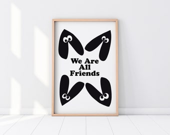 Friendship Love Poster. Instant download printable. Kids black and white. Ready to frame 20 sizes. Playroom scandi decor