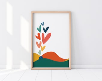 Lámina de amor para una sala de estar con decoración minimalista lista para enmarcar. Lámina de tonos neutros de descarga instantánea para la decoración del hogar. Arte de pared suave Amor familiar