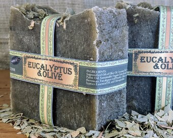 Eucalyptus and Olive Soap. No fragrance or artificial color.