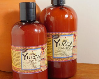 Shampoo Yucca / 8 oz / Shampoo alla saponaria / Shampoo alle noci di sapone / Senza solfati / Senza SLS / Burro di karitè / Proteine dell'avena / Capelli lucenti