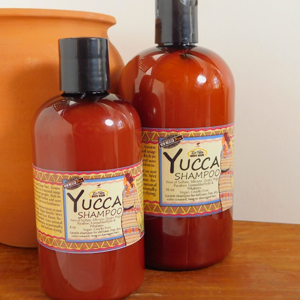 Yucca Shampoo | 8 oz | Soapwort Shampoo | Soap Nut Shampoo | Sulfate Free | SLS Free | Shea Butter | Oat Protein | Shiny Hair
