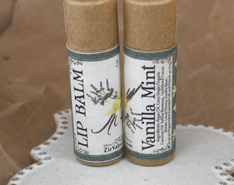 Vanilla Mint Lip Balm · Small Batch Handmade · Compostable Packaging