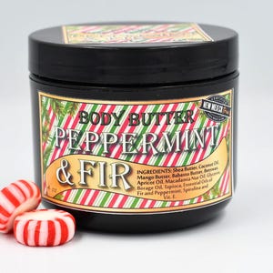 Peppermint and Fir Holiday Body Butter with 100% Real Essential Oils & Borage Oil