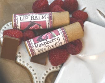 Raspberry Truffle Lip Balm · Sustainable Packaging · Handmade Treat