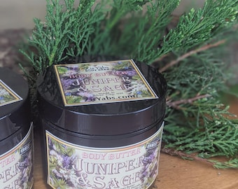 Juniper and Sage Body Butter with Real Essential Oils & Babassu Butter