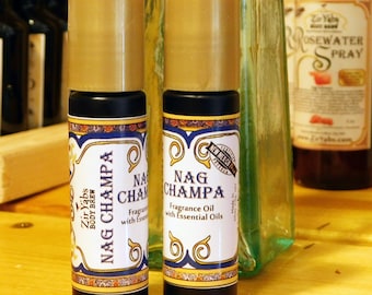 Aceite aromático Nag Champa con aceites esenciales, botella de vidrio en roll-on