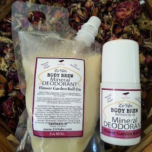 Mineral Deodorant Flower Garden Roll On 2.5 oz Refillable Bottle Vegan Baking Soda Free Aluminum Free image 3
