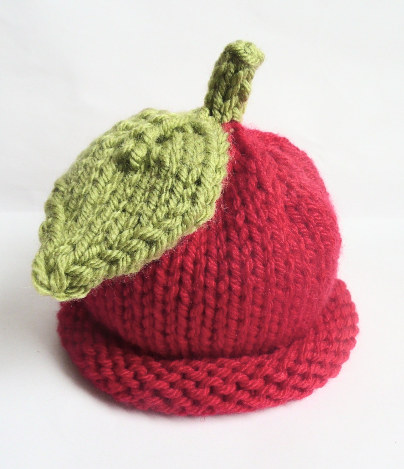 Knit apple baby hat green red apple hat preemie newborn | Etsy