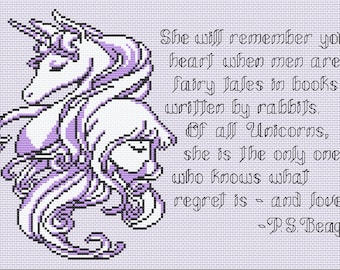 The Last Unicorn Fairy Tales and Rabbits Cross Stitch Pattern