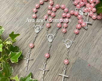 50 pcs Glass Pearl Rosaries/Decade Rosaries/Mini/bead First communion favors Recuerditos Bautizo/ Mini Rosary Baptism Favors 50 pcs