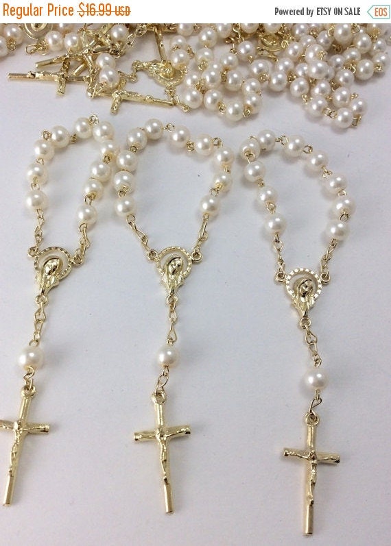 25pcs Mini Rosary Baptism Favors/Decade Rosaries/Communion Favors