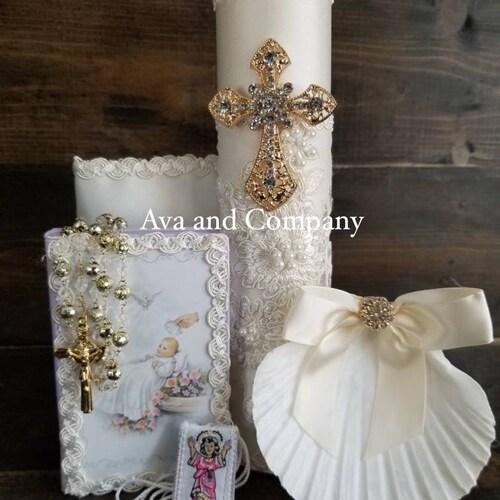 Baptism Candle Set/virgen De Guadalupe/vela Para Bautizo/vela Etsy