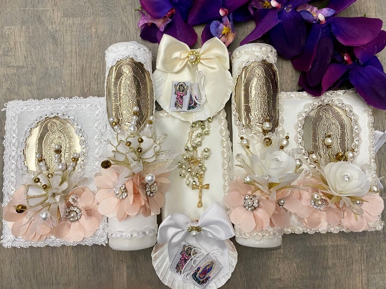 Baptism Candle Set/virgen De Candle Etsy