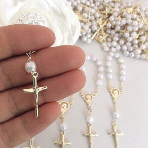 25 pcs Pearl Decade rosaries/First communion favors/Mini Rosaries/Recuerditos Bautizo/ Mini Pearl Rosary Baptism Favors image 1