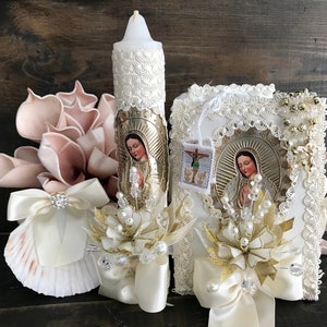 Baptism candle set/Virgen de Guadalupe/Communion Candle Set/Vela de Communion/Vela de Bautizo