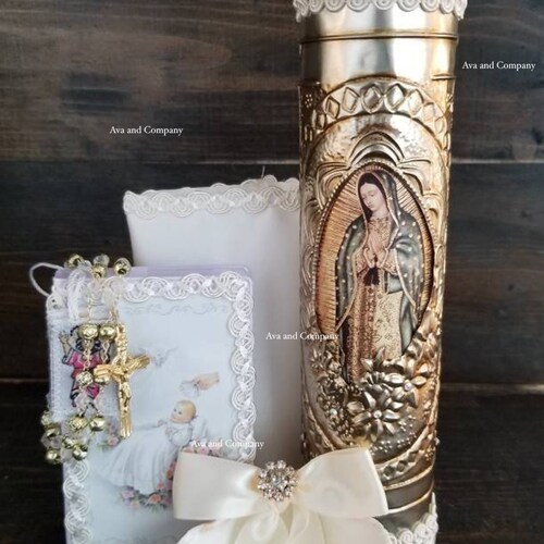 Baptism Candle Set/virgen De Guadalupe/vela Para Bautizo/vela Etsy