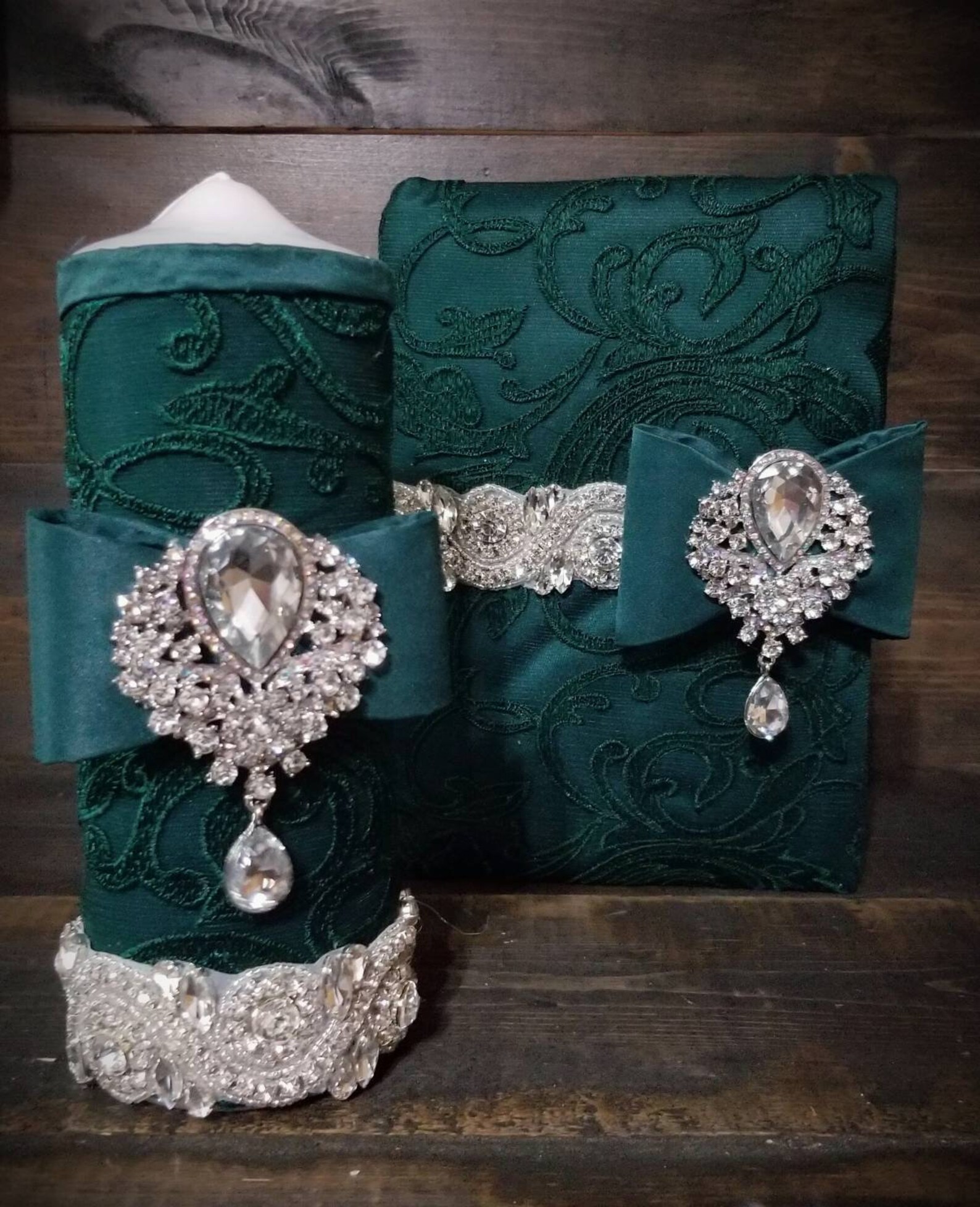 Emerald Green Quincenaera Bible and Candle Biblia Boda Etsy
