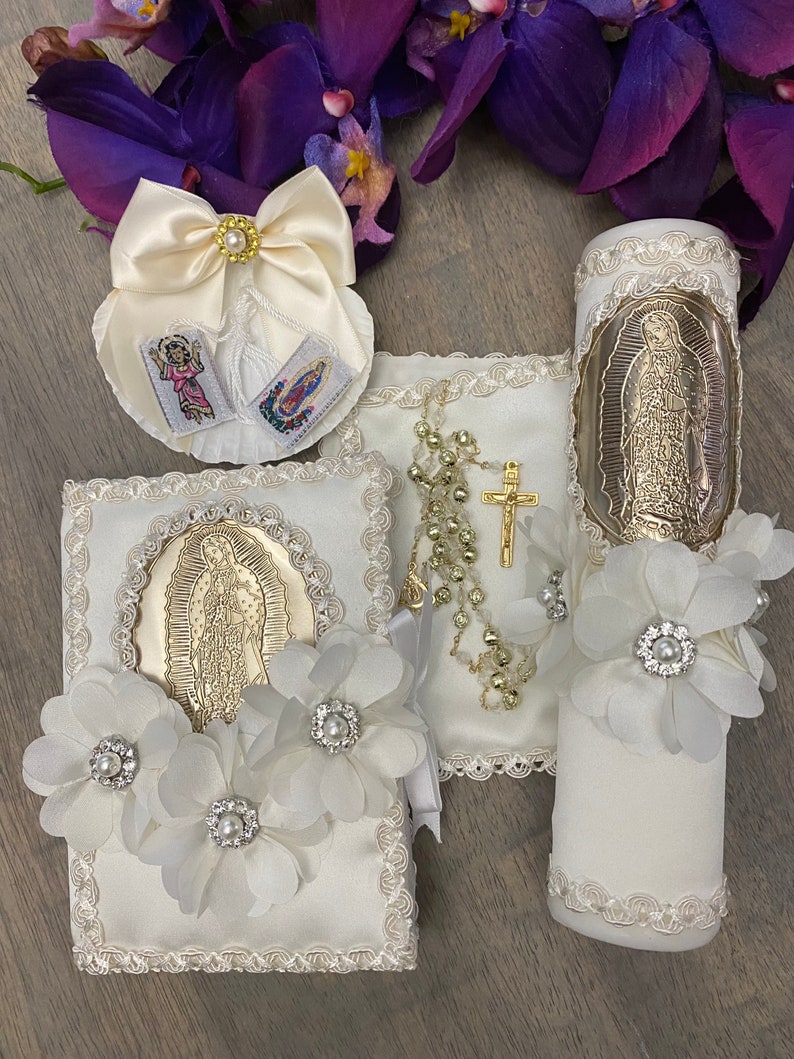 Baptism Candle/virgen De Candle Set/vela Etsy