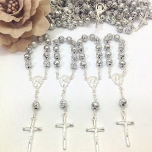 25 pcs Pearl Decade rosaries/First communion favors/Mini Rosaries/Recuerditos Bautizo/ Mini Pearl Rosary Baptism Favors image 4