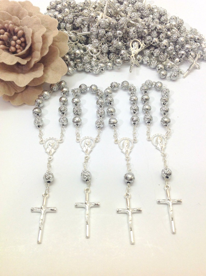 25 pcs Pearl Decade rosaries/First communion favors/Mini Rosaries/Recuerditos Bautizo/ Mini Pearl Rosary Baptism Favors image 4