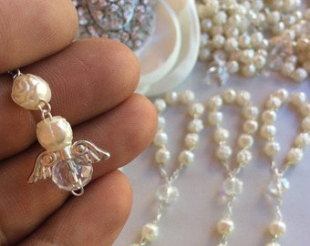 baptism girl favor ideas, Rosary beads, 40 pcs Angel Pearl First communion favors Recuerditos Bautizo 40pz/Mini Pearl Rosary Baptism Favors