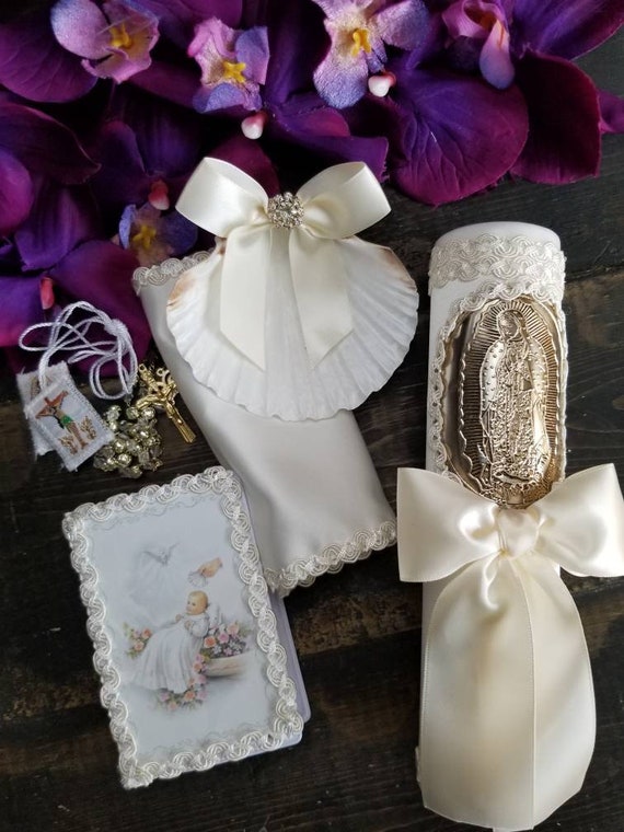 baptism candle set for girl