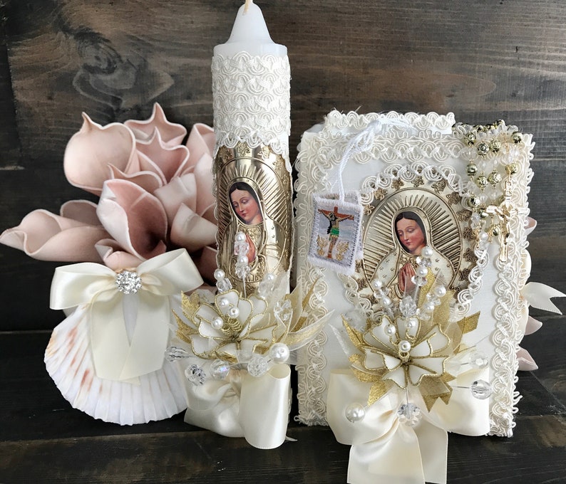 Baptism Candle Set/virgen De Candle Etsy