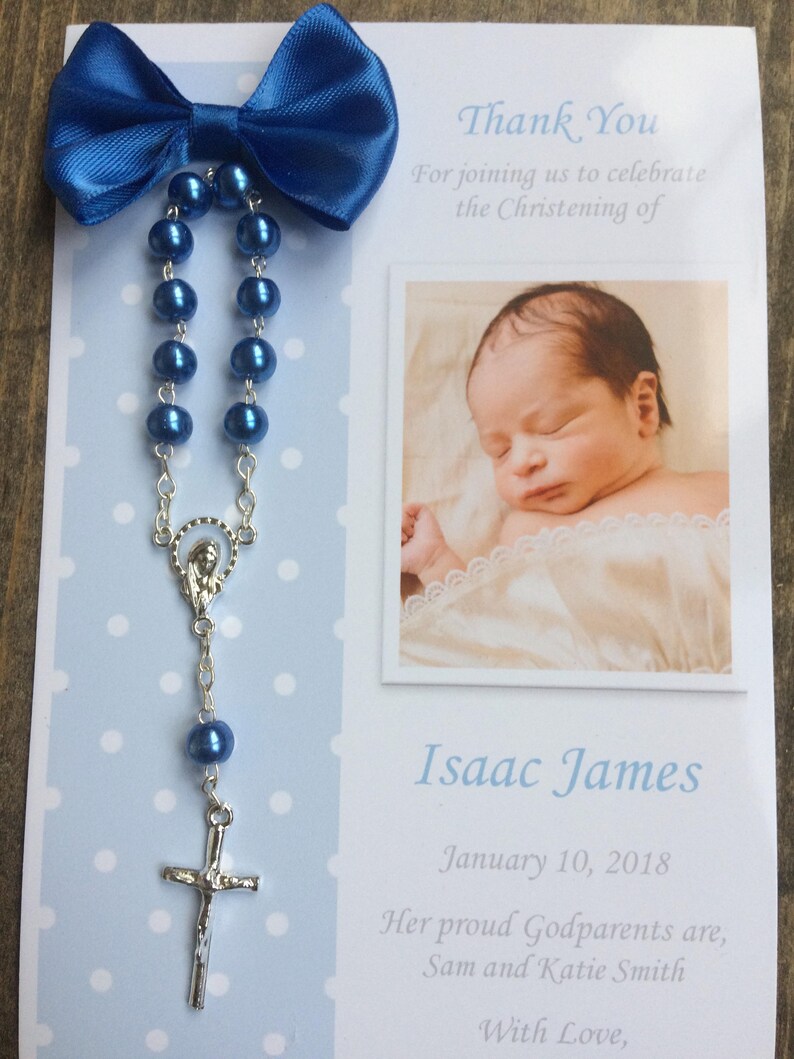 Baptism Gift Boy 40 Pcs Baptism Favor Cards/baptism Rosary Etsy