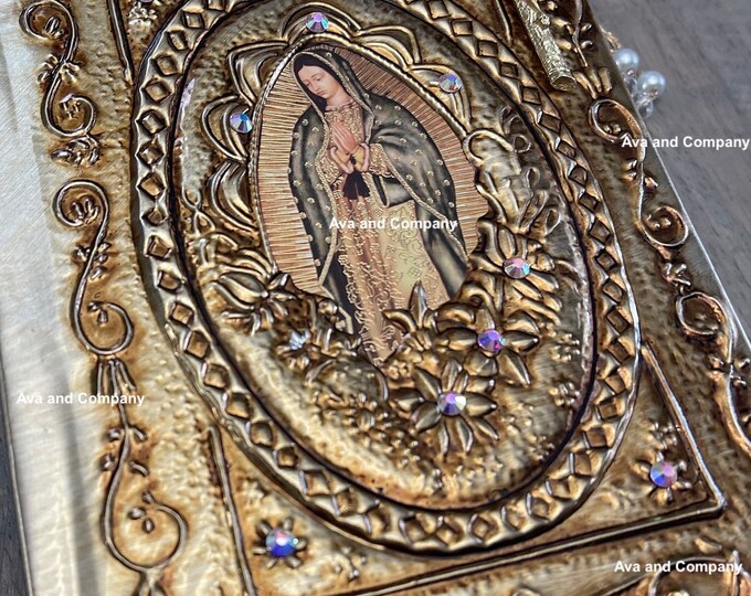 English Bible and Rosary for Quinceanera, Wedding Bible Pearl Rosary