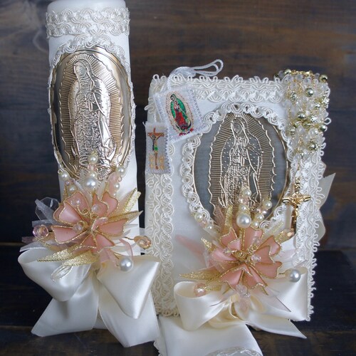 Baptism Candle Set/virgen De Candle Etsy