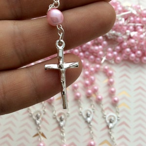 25 pcs Pearl Decade rosaries/First communion favors/Mini Rosaries/Recuerditos Bautizo/ Mini Pearl Rosary Baptism Favors image 5