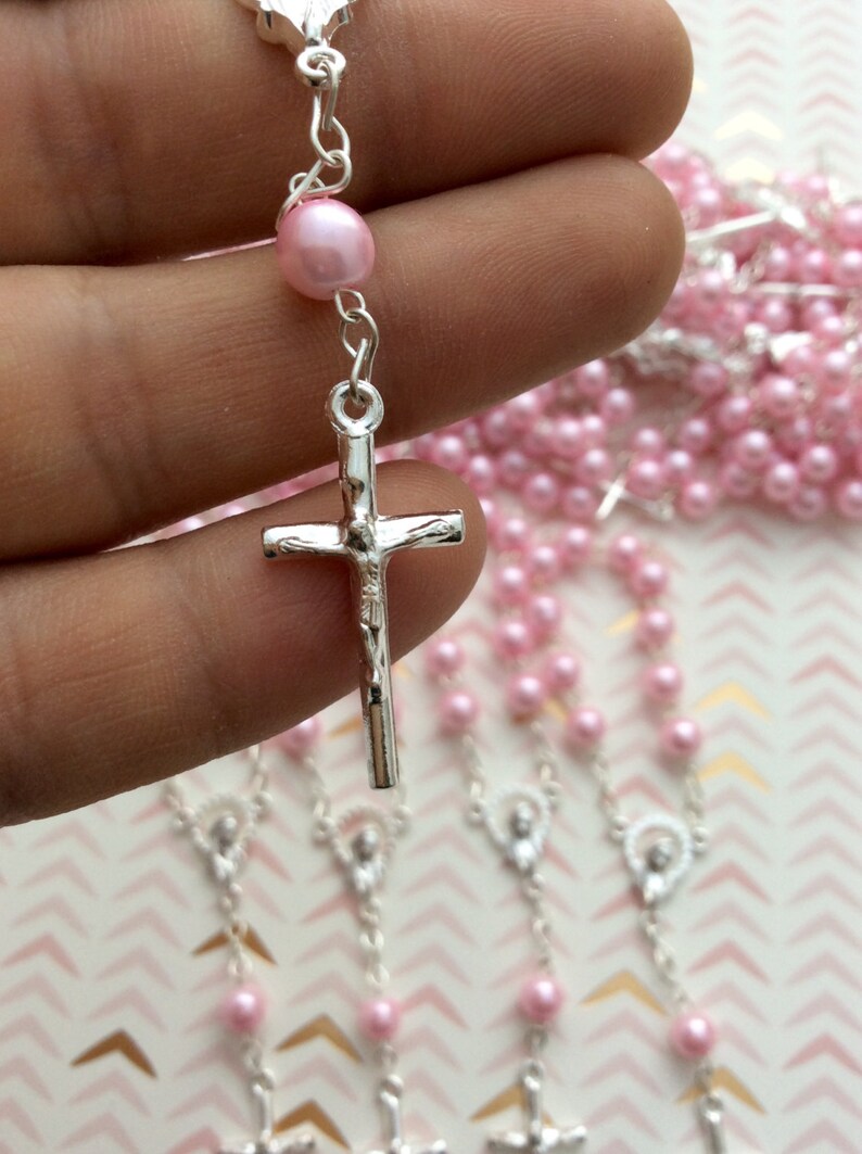 25 pcs Pearl Decade rosaries/First communion favors/Mini Rosaries/Recuerditos Bautizo/ Mini Pearl Rosary Baptism Favors image 5