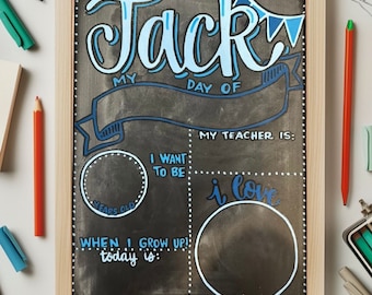 Enseigne personnalisée pour tableau premier jour d'école - accessoire photo réutilisable pour le premier et le dernier jour - enseigne de rentrée scolaire pour la maternelle préscolaire