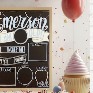 17x23 Reusable monthly baby milestone chalkboard/Photo prop/Flowy modern script/Baby stat board image 1