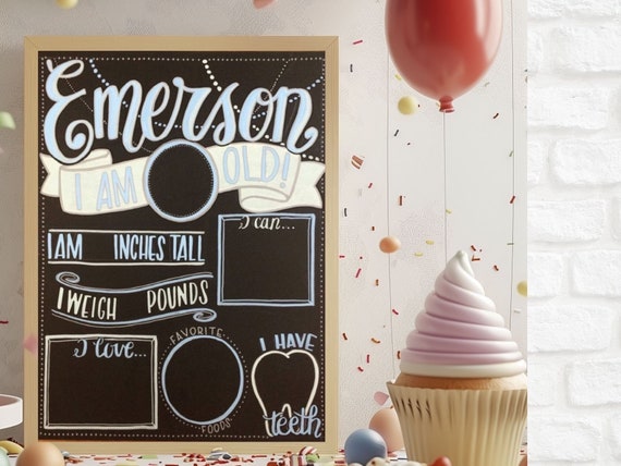 17x23 Reusable monthly baby milestone chalkboard/Photo prop/Flowy modern script/Baby stat board